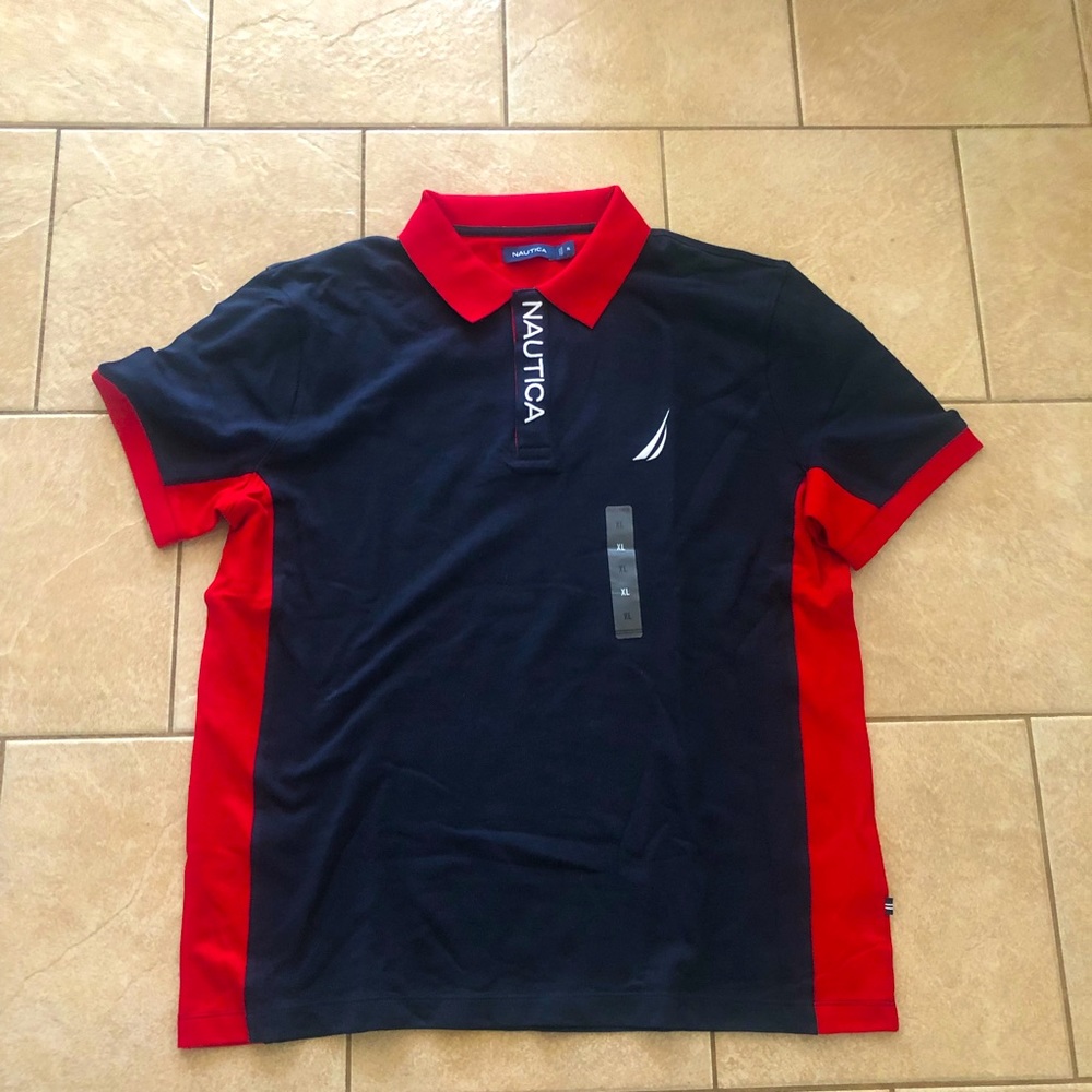 Nautica Polo (NEVER WORN) - Navy & Red